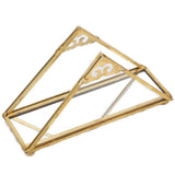Mirror Jewelry Tray Glass Perfume Storage Tray Jewelry Plate Golden Metal Decorative Tray
