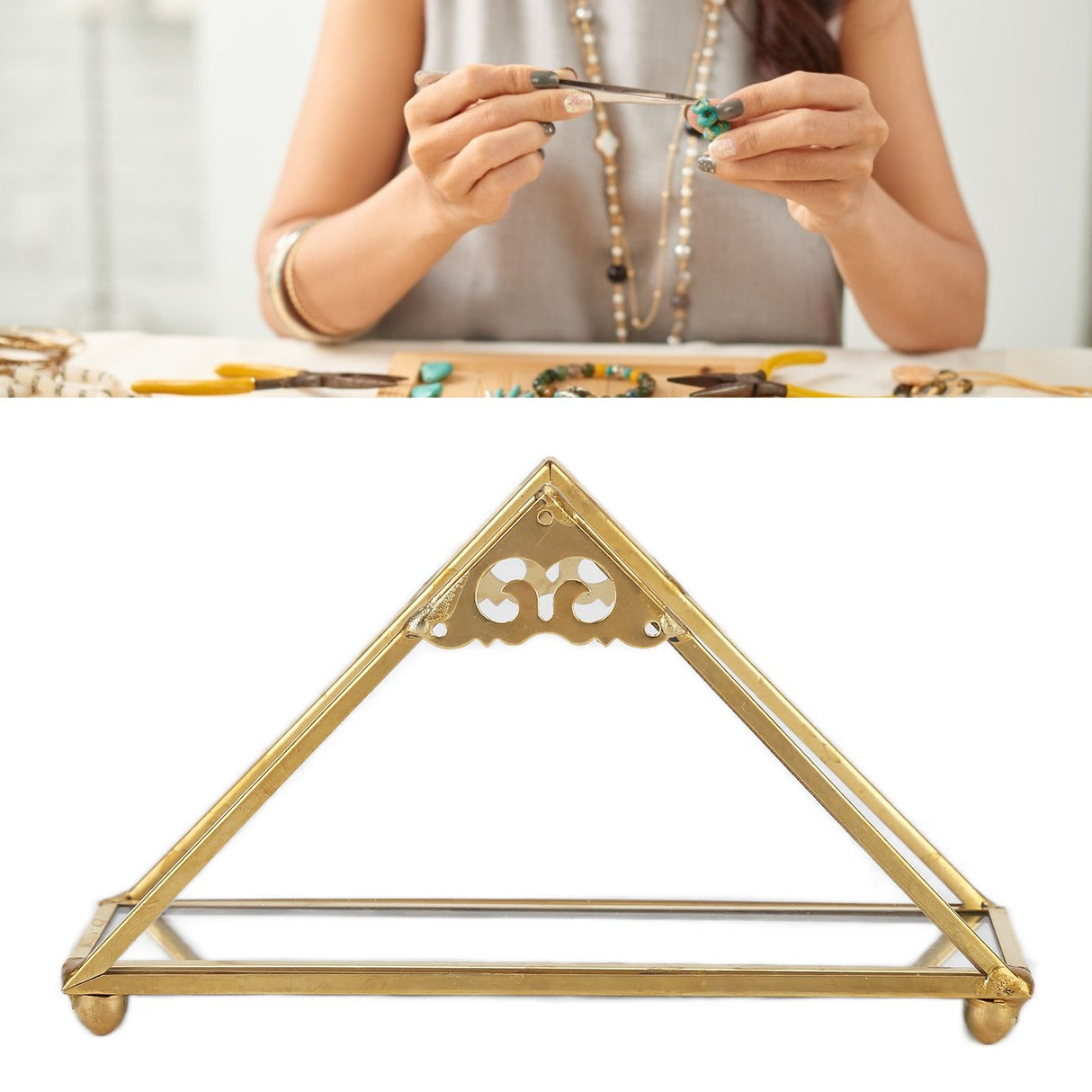 Mirror Jewelry Tray Glass Perfume Storage Tray Jewelry Plate Golden Metal Decorative Tray
