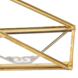 Mirror Jewelry Tray Glass Perfume Storage Tray Jewelry Plate Golden Metal Decorative Tray