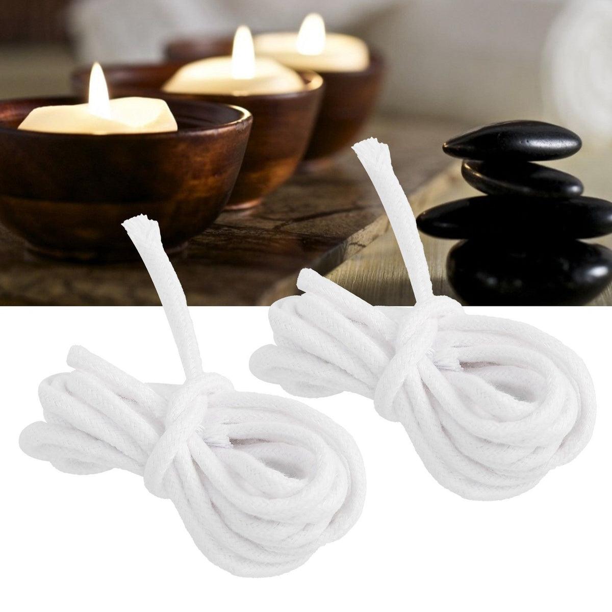 2pcs Candle Wicks Good Oil Absorbency Combustion Durable Braid Cotton Candle Wick for DIY Oil Lamp4mm