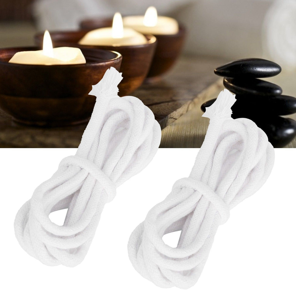 2pcs Candle Wicks Good Oil Absorbency Combustion Durable Braid Cotton Candle Wick for DIY Oil Lamp5mm