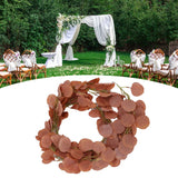 Fake Leaves Fabric Simulated Exquisite Greenery Eucalyptus Garland for Home WeddingRed - Extra Image