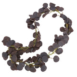 Fake Leaves Fabric Simulated Exquisite Greenery Eucalyptus Garland for Home WeddingPurple - Front View