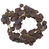 Fake Leaves Fabric Simulated Exquisite Greenery Eucalyptus Garland for Home WeddingPurple - Close-Up Angle