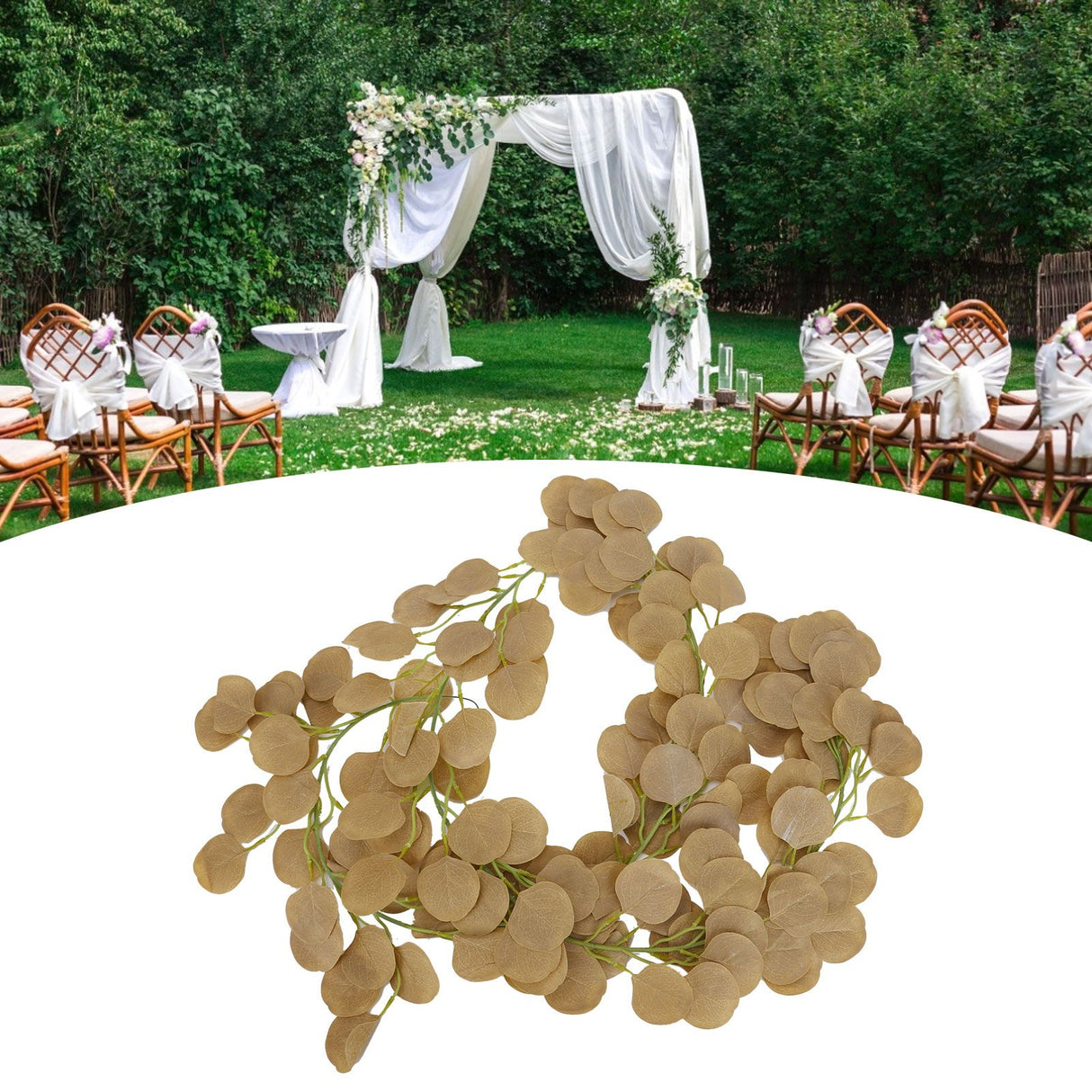 Fake Leaves Fabric Simulated Exquisite Greenery Eucalyptus Garland for Home WeddingYellow