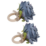 2Pcs Novelty Wooden Napkin Buckle Artificial Floral Napkin Ring for Festival Table DecorationNavy