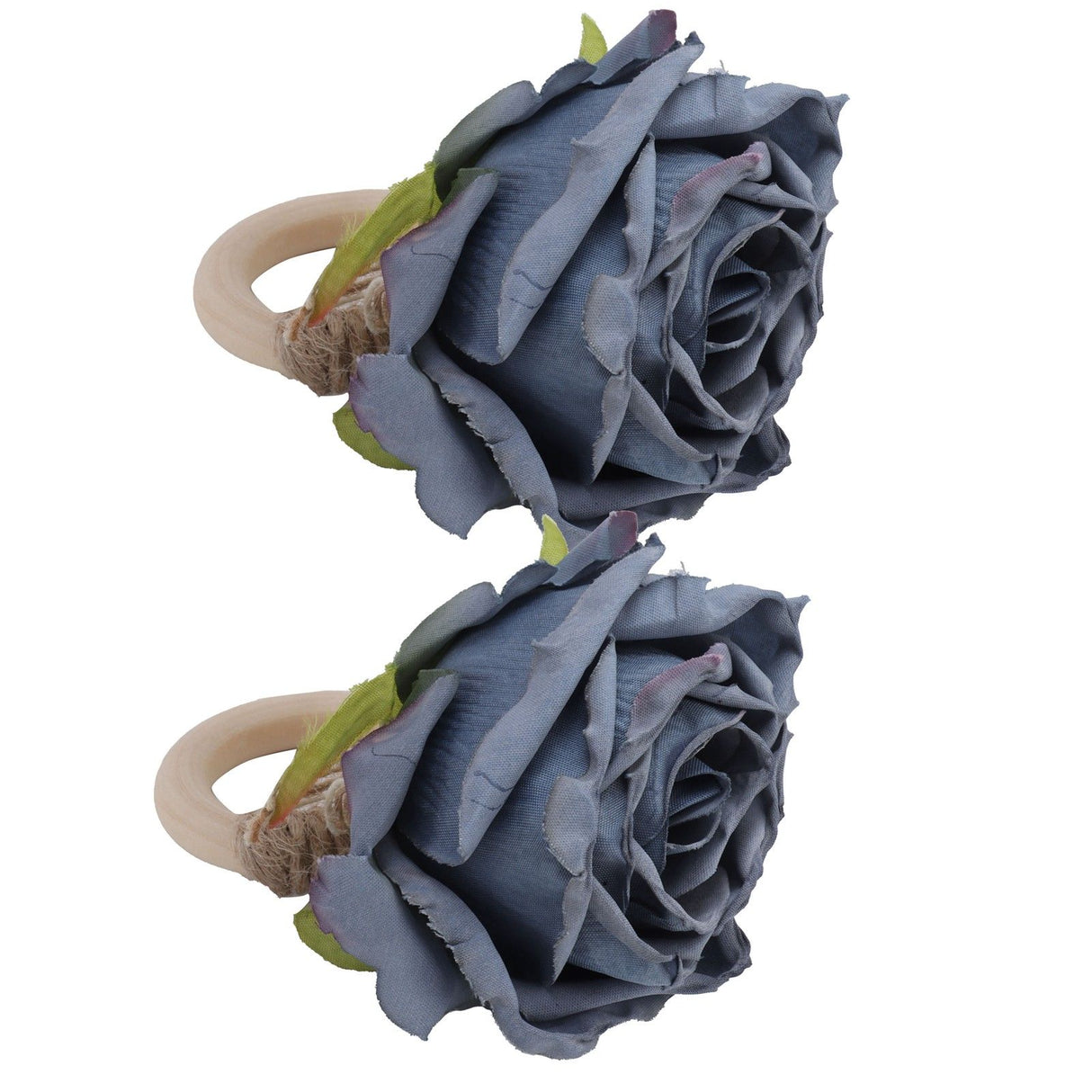 2Pcs Novelty Wooden Napkin Buckle Artificial Floral Napkin Ring for Festival Table DecorationNavy