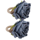 2Pcs Novelty Wooden Napkin Buckle Artificial Floral Napkin Ring for Festival Table DecorationNavy