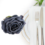 2Pcs Novelty Wooden Napkin Buckle Artificial Floral Napkin Ring for Festival Table DecorationNavy