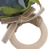2Pcs Novelty Wooden Napkin Buckle Artificial Floral Napkin Ring for Festival Table DecorationNavy