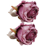 2Pcs Novelty Wooden Napkin Buckle Artificial Floral Napkin Ring for Festival Table DecorationPurple
