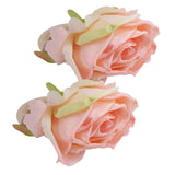 2Pcs Novelty Wooden Napkin Buckle Artificial Floral Napkin Ring for Festival Table DecorationPink - Side View