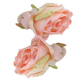 2Pcs Novelty Wooden Napkin Buckle Artificial Floral Napkin Ring for Festival Table DecorationPink