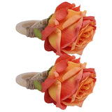 2Pcs Novelty Wooden Napkin Buckle Artificial Floral Napkin Ring for Festival Table DecorationOrange - Side View