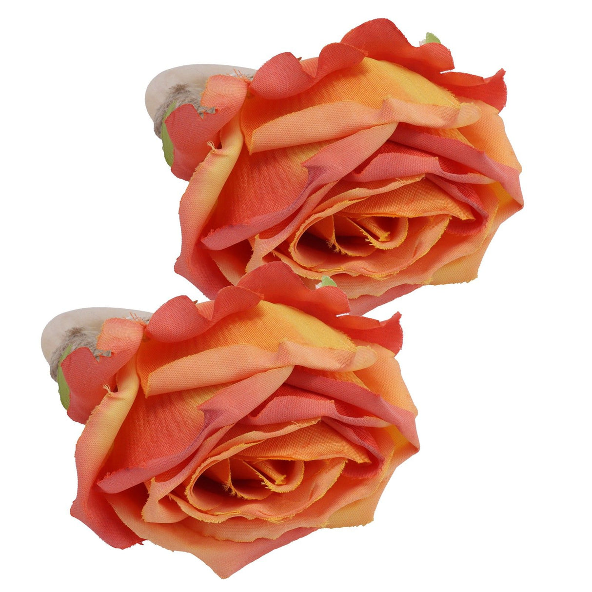 2Pcs Novelty Wooden Napkin Buckle Artificial Floral Napkin Ring for Festival Table DecorationOrange