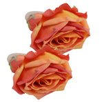 2Pcs Novelty Wooden Napkin Buckle Artificial Floral Napkin Ring for Festival Table DecorationOrange