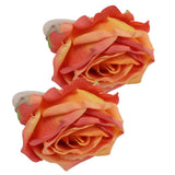 2Pcs Novelty Wooden Napkin Buckle Artificial Floral Napkin Ring for Festival Table DecorationOrange - Top-Down View