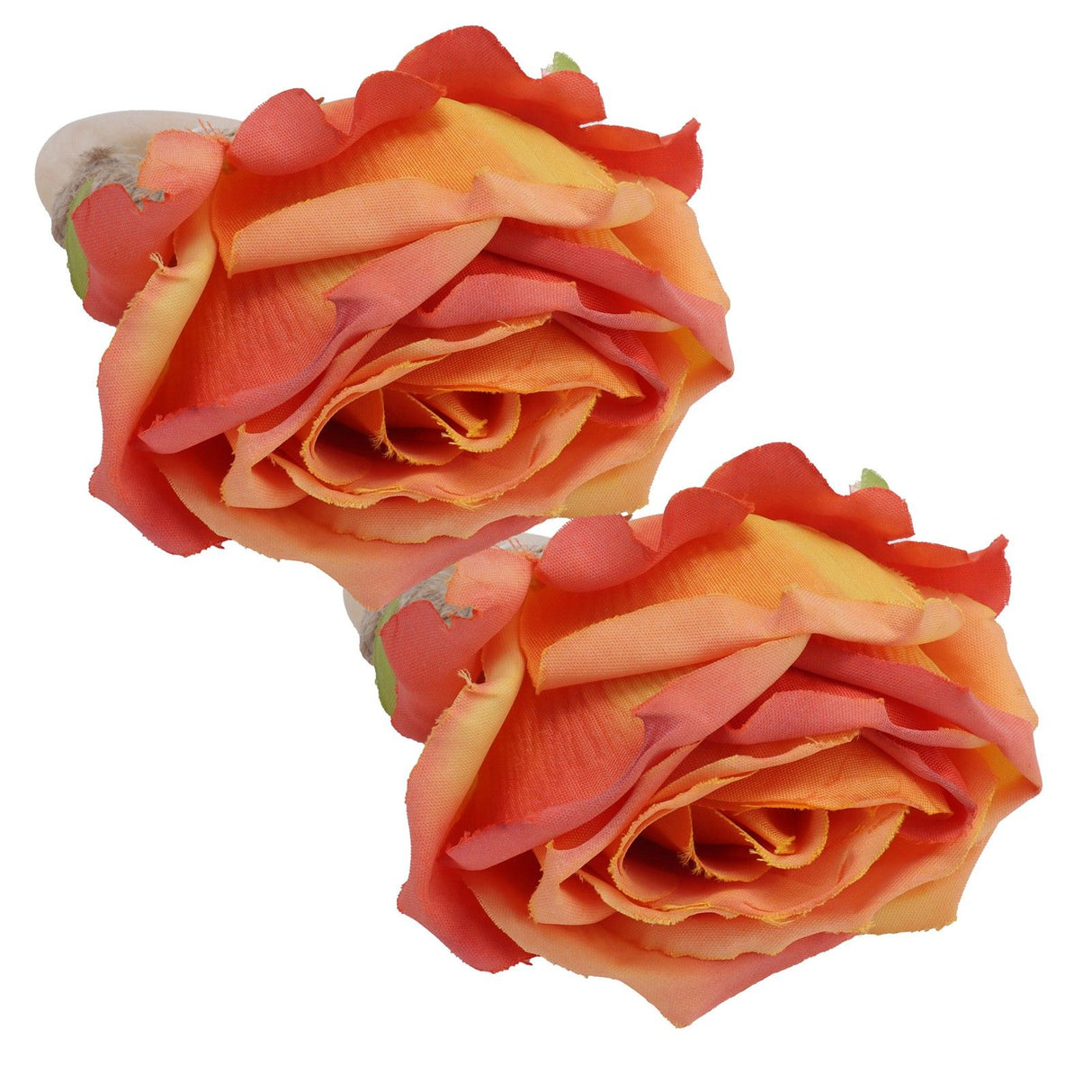 2Pcs Novelty Wooden Napkin Buckle Artificial Floral Napkin Ring for Festival Table DecorationOrange