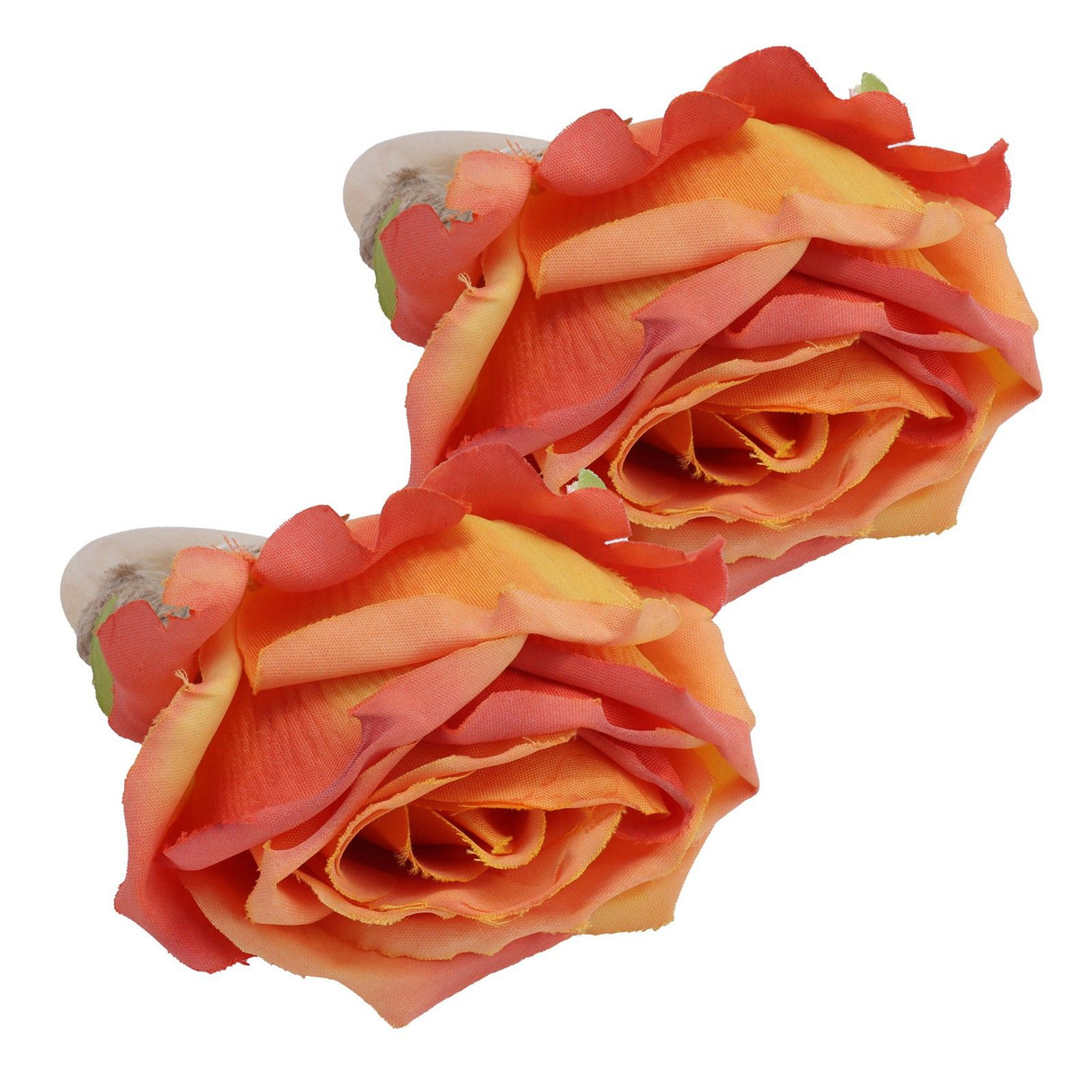 2Pcs Novelty Wooden Napkin Buckle Artificial Floral Napkin Ring for Festival Table DecorationOrange