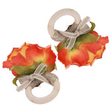 2Pcs Novelty Wooden Napkin Buckle Artificial Floral Napkin Ring for Festival Table DecorationOrange - Low Angle