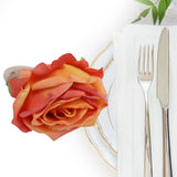 2Pcs Novelty Wooden Napkin Buckle Artificial Floral Napkin Ring for Festival Table DecorationOrange - Extra Image