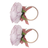 2Pcs Iron Napkin Buckle Simulation Flower Artificial Pearl Napkin Ring for Hotel FestivalPurple