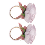 2Pcs Iron Napkin Buckle Simulation Flower Artificial Pearl Napkin Ring for Hotel FestivalPurple