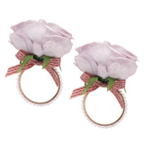 2Pcs Iron Napkin Buckle Simulation Flower Artificial Pearl Napkin Ring for Hotel FestivalPurple