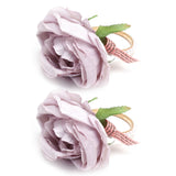 2Pcs Iron Napkin Buckle Simulation Flower Artificial Pearl Napkin Ring for Hotel FestivalPurple
