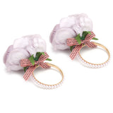 2Pcs Iron Napkin Buckle Simulation Flower Artificial Pearl Napkin Ring for Hotel FestivalPurple - Extra Image