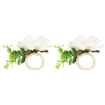 2Pcs Hemp Rope Napkin Buckle Simulation Flower Napkin Ring for Hotel Western Restaurant6622 White