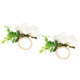 2Pcs Hemp Rope Napkin Buckle Simulation Flower Napkin Ring for Hotel Western Restaurant6622 White - Front View