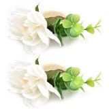 2Pcs Hemp Rope Napkin Buckle Simulation Flower Napkin Ring for Hotel Western Restaurant6622 White - 45-Degree Angle