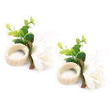 2Pcs Hemp Rope Napkin Buckle Simulation Flower Napkin Ring for Hotel Western Restaurant6622 White - Extra Image