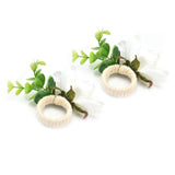 2Pcs Hemp Rope Napkin Buckle Simulation Flower Napkin Ring for Hotel Western Restaurant6622 White