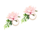 2Pcs Hemp Rope Napkin Buckle Simulation Flower Napkin Ring for Hotel Western Restaurant6622 Pink