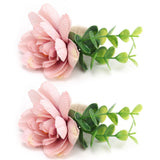 2Pcs Hemp Rope Napkin Buckle Simulation Flower Napkin Ring for Hotel Western Restaurant6622 Pink - Rear View