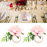 2Pcs Hemp Rope Napkin Buckle Simulation Flower Napkin Ring for Hotel Western Restaurant6622 Pink - Extra Image