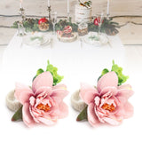 2Pcs Hemp Rope Napkin Buckle Simulation Flower Napkin Ring for Hotel Western Restaurant6622 Pink