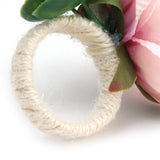 2Pcs Hemp Rope Napkin Buckle Simulation Flower Napkin Ring for Hotel Western Restaurant6622 Pink - Extra Image