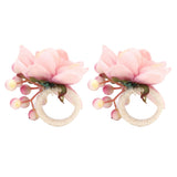2Pcs Hemp Rope Napkin Buckle Simulation Flower Napkin Ring for Hotel Western Restaurant6623 Pink