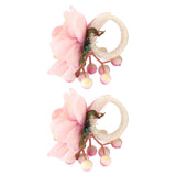 2Pcs Hemp Rope Napkin Buckle Simulation Flower Napkin Ring for Hotel Western Restaurant6623 Pink