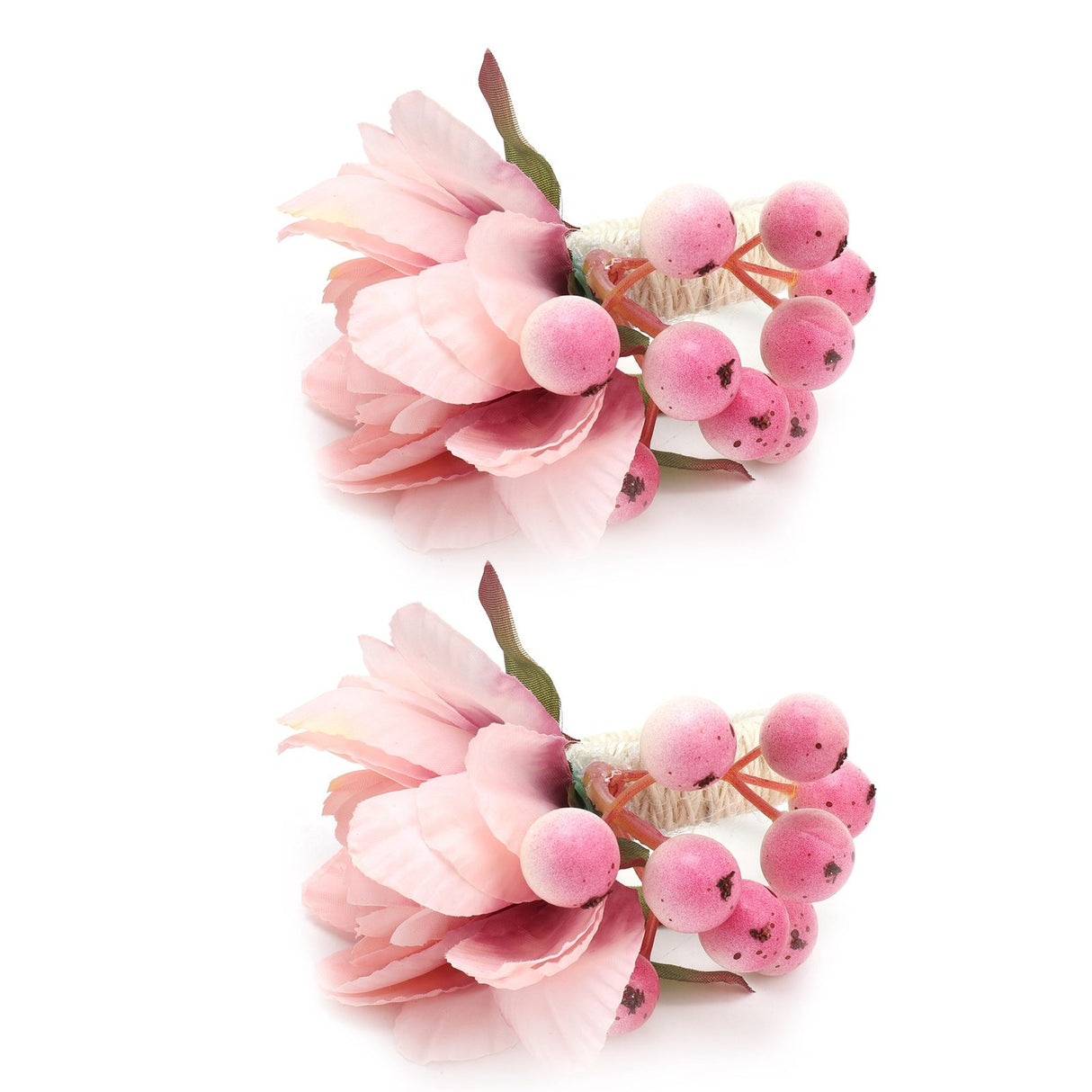 2Pcs Hemp Rope Napkin Buckle Simulation Flower Napkin Ring for Hotel Western Restaurant6623 Pink