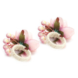 2Pcs Hemp Rope Napkin Buckle Simulation Flower Napkin Ring for Hotel Western Restaurant6623 Pink - Extra Image