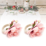 2Pcs Hemp Rope Napkin Buckle Simulation Flower Napkin Ring for Hotel Western Restaurant6623 Pink