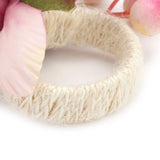 2Pcs Hemp Rope Napkin Buckle Simulation Flower Napkin Ring for Hotel Western Restaurant6623 Pink