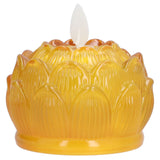 LED Flower Lamp Imitation Glass Yellow Light Electronic Candle Lotus Flower Decor for Home OfficeYellow - Front View
