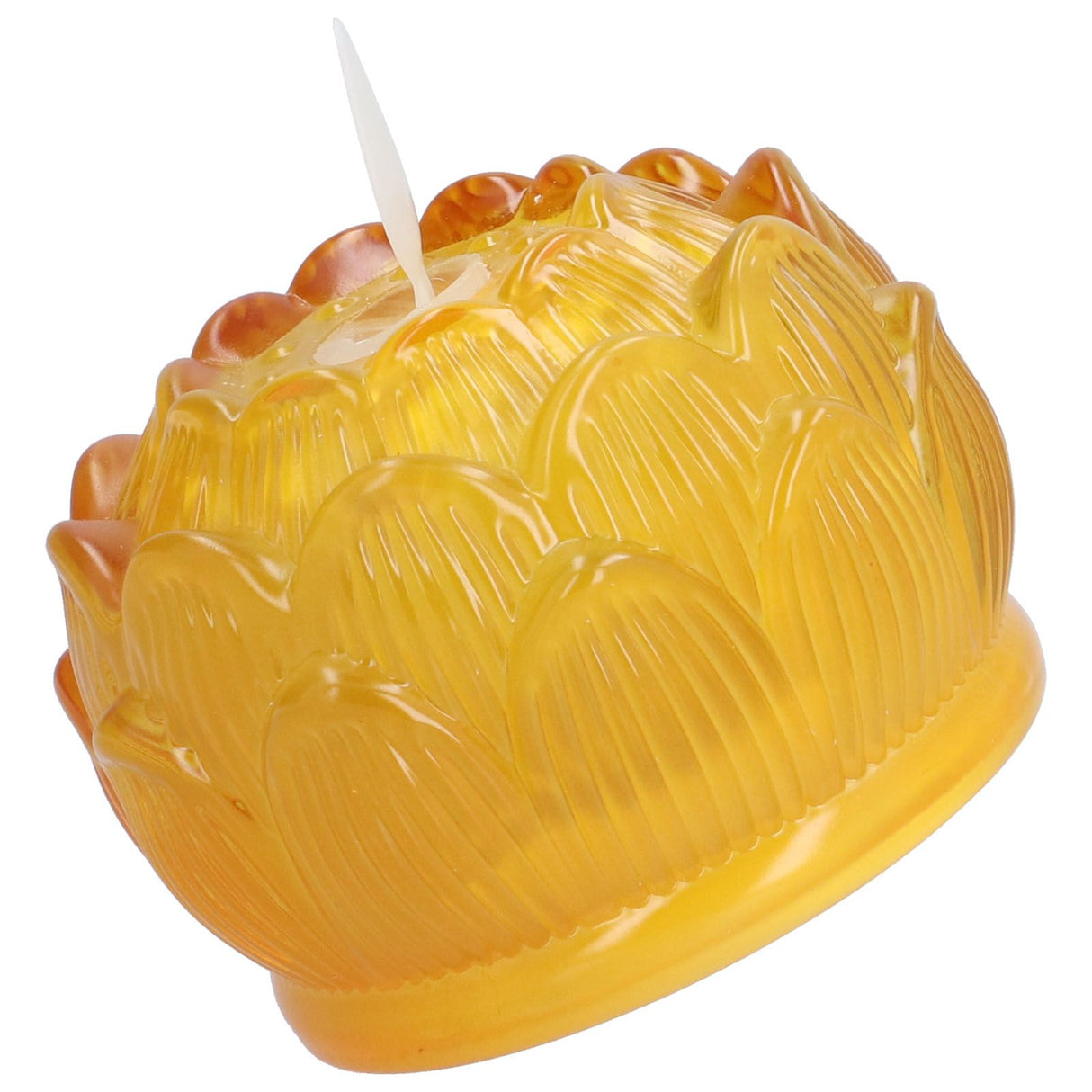 LED Flower Lamp Imitation Glass Yellow Light Electronic Candle Lotus Flower Decor for Home OfficeYellow