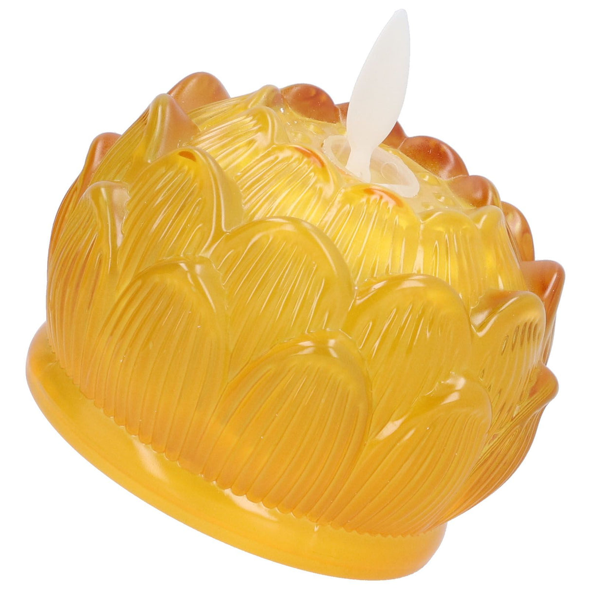 LED Flower Lamp Imitation Glass Yellow Light Electronic Candle Lotus Flower Decor for Home OfficeYellow