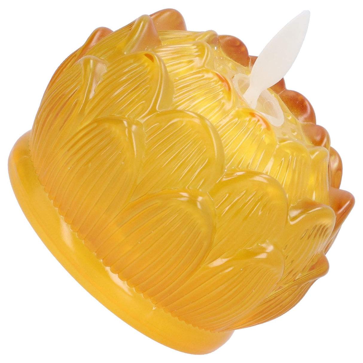 LED Flower Lamp Imitation Glass Yellow Light Electronic Candle Lotus Flower Decor for Home OfficeYellow